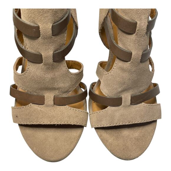 Nine West Vintage America VABRADIE Brown Leather Gladiator Heels Sandals 9M - Picture 11 of 13